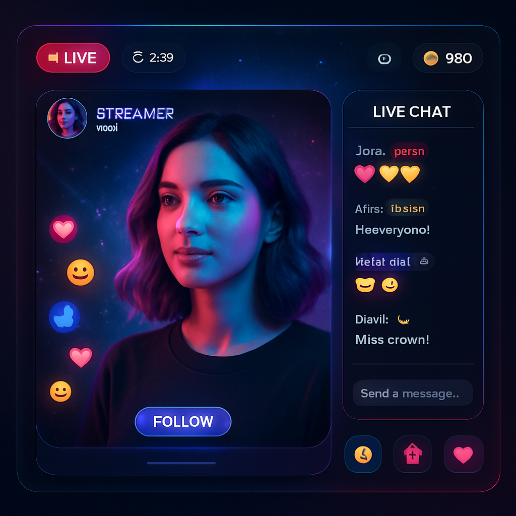 DreamSyncLyncz Live Streaming UI mockup