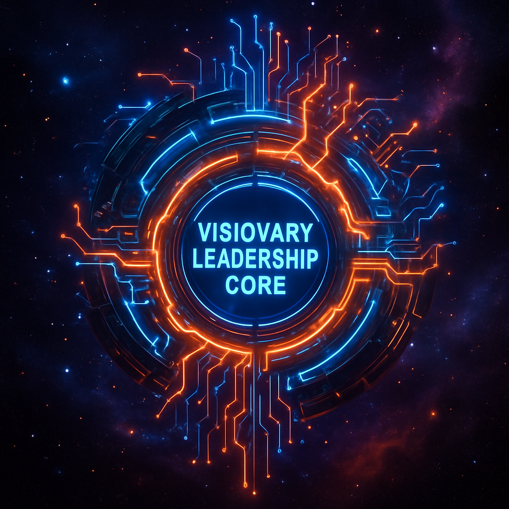 Visionary Leadership Core with neon energy pulses