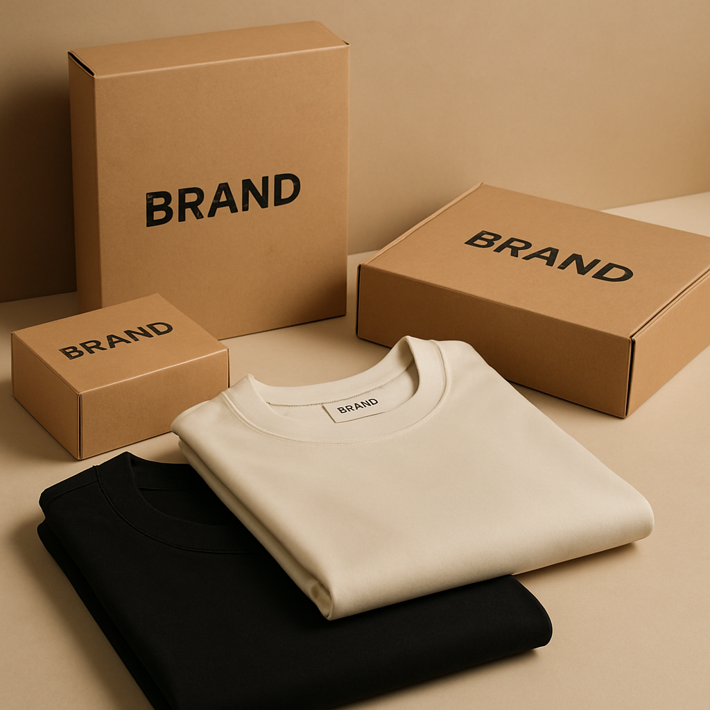 Branded packaging and folded clothing