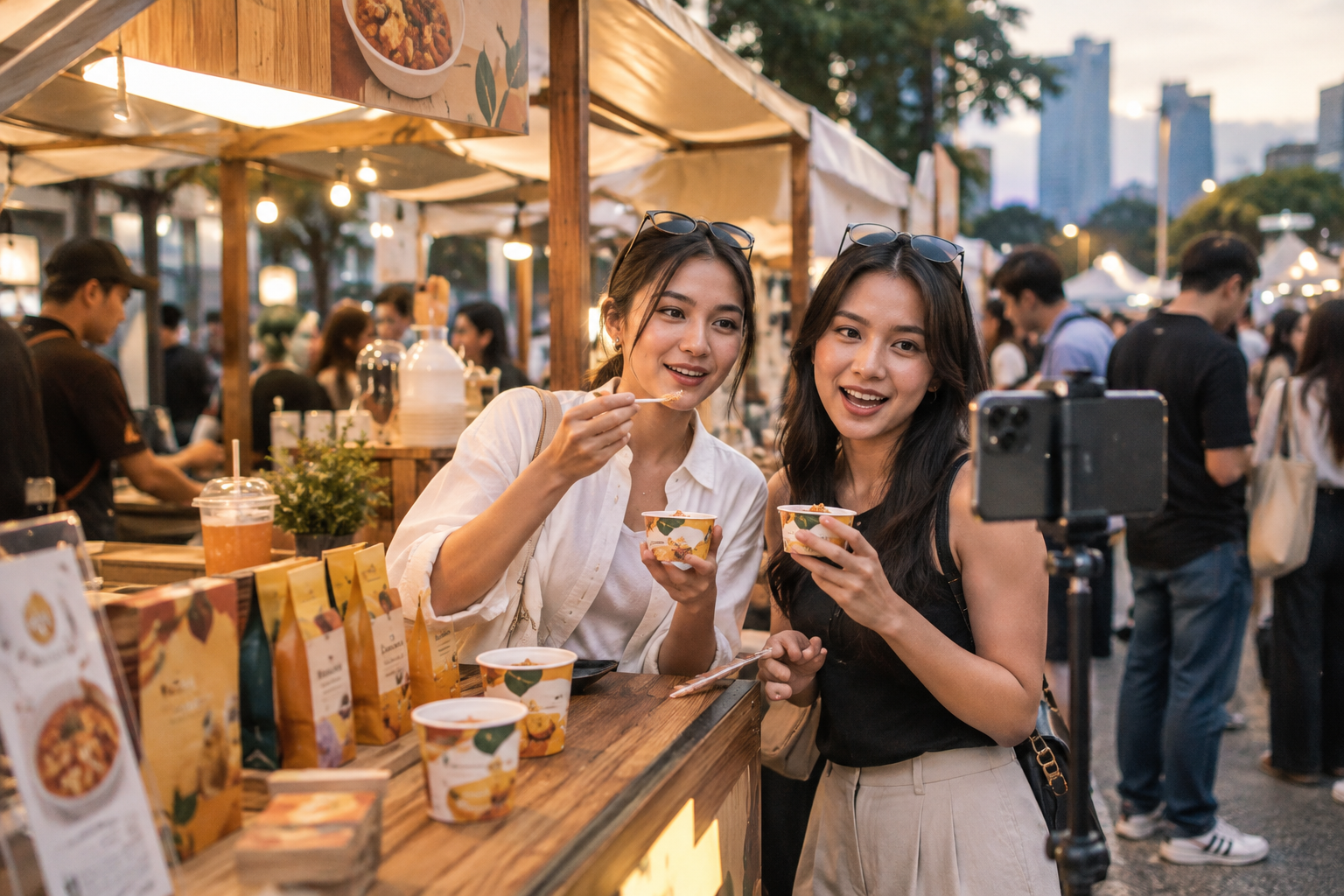 Food and beverage pop-up campaign with creators filming short-form tasting content