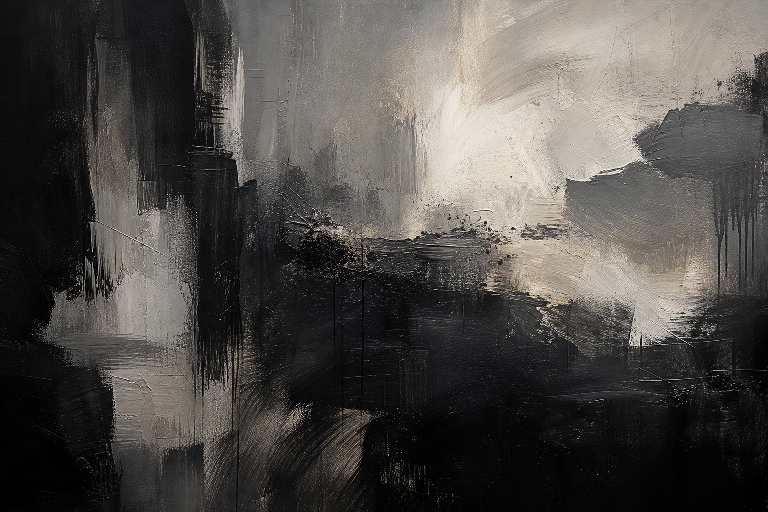 Abstract contemporary fine-art composition with rich tonal contrast and expressive layered texture