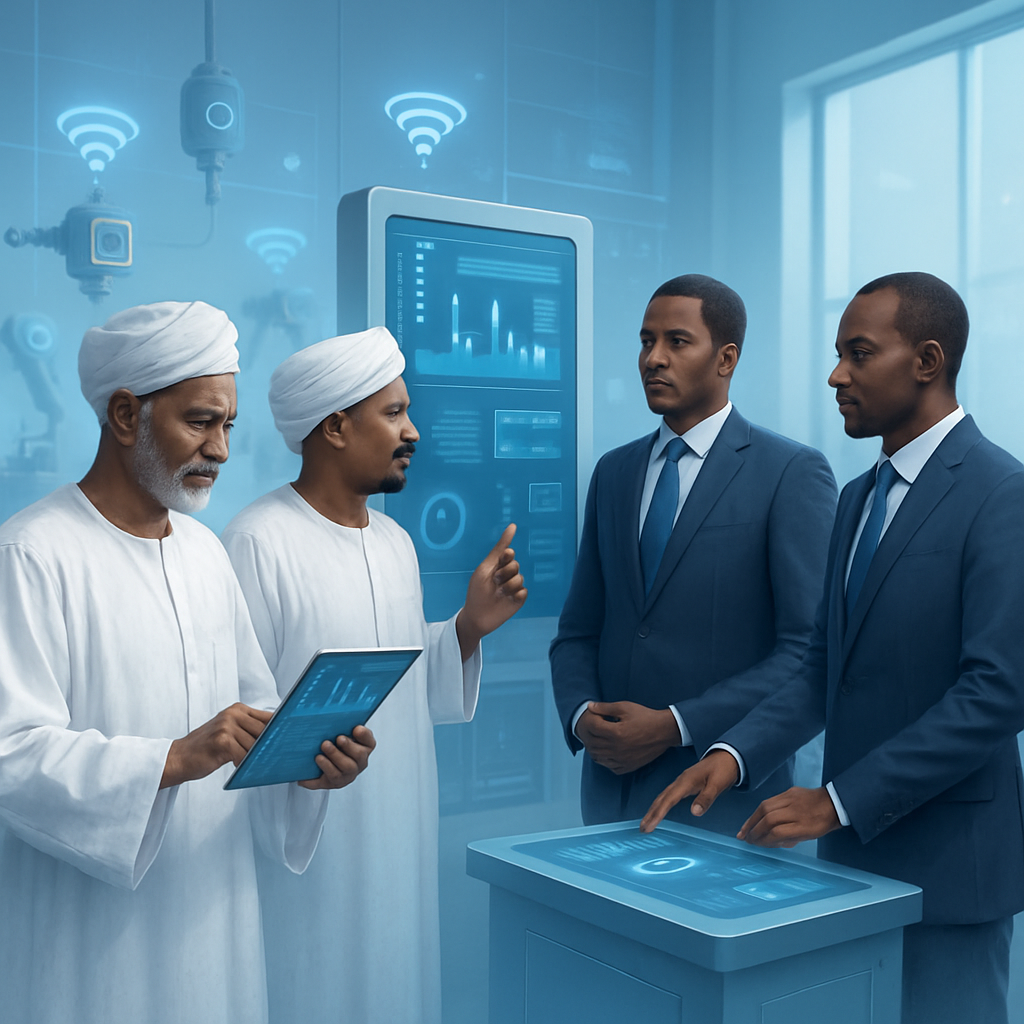 خط إنتاج صناعي ذكي مع حساسات وإنترنت الأشياء في بيئة تقنية حديثة