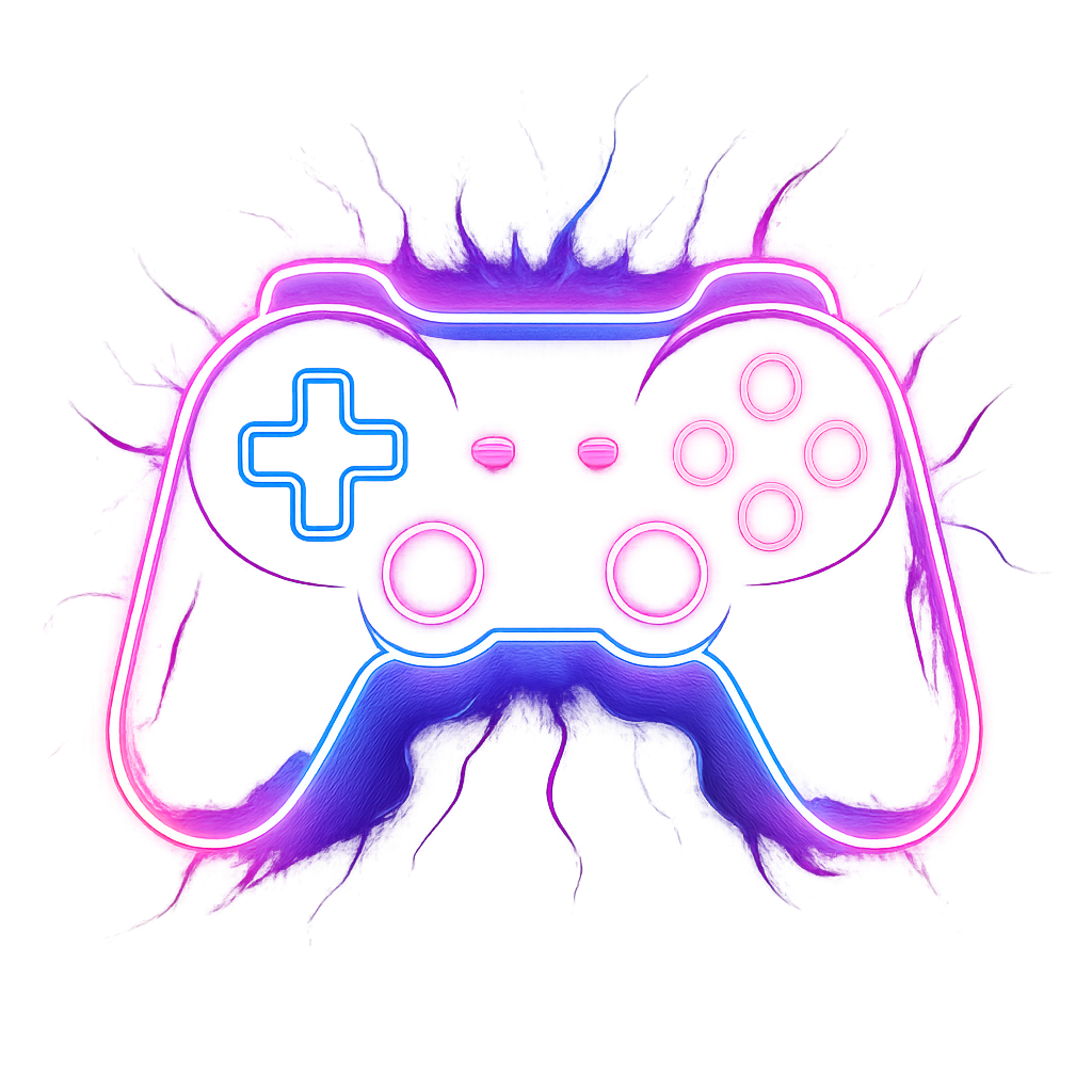 Large neon-glow game controller icon