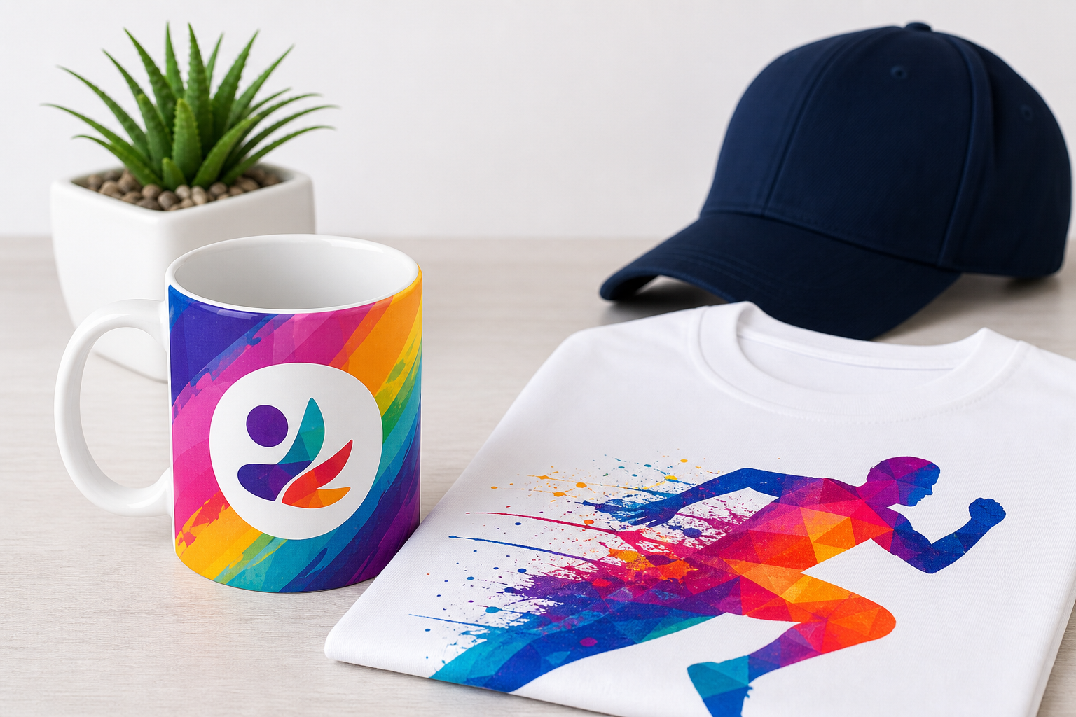 Productos promocionales sublimados en textiles y cerámica