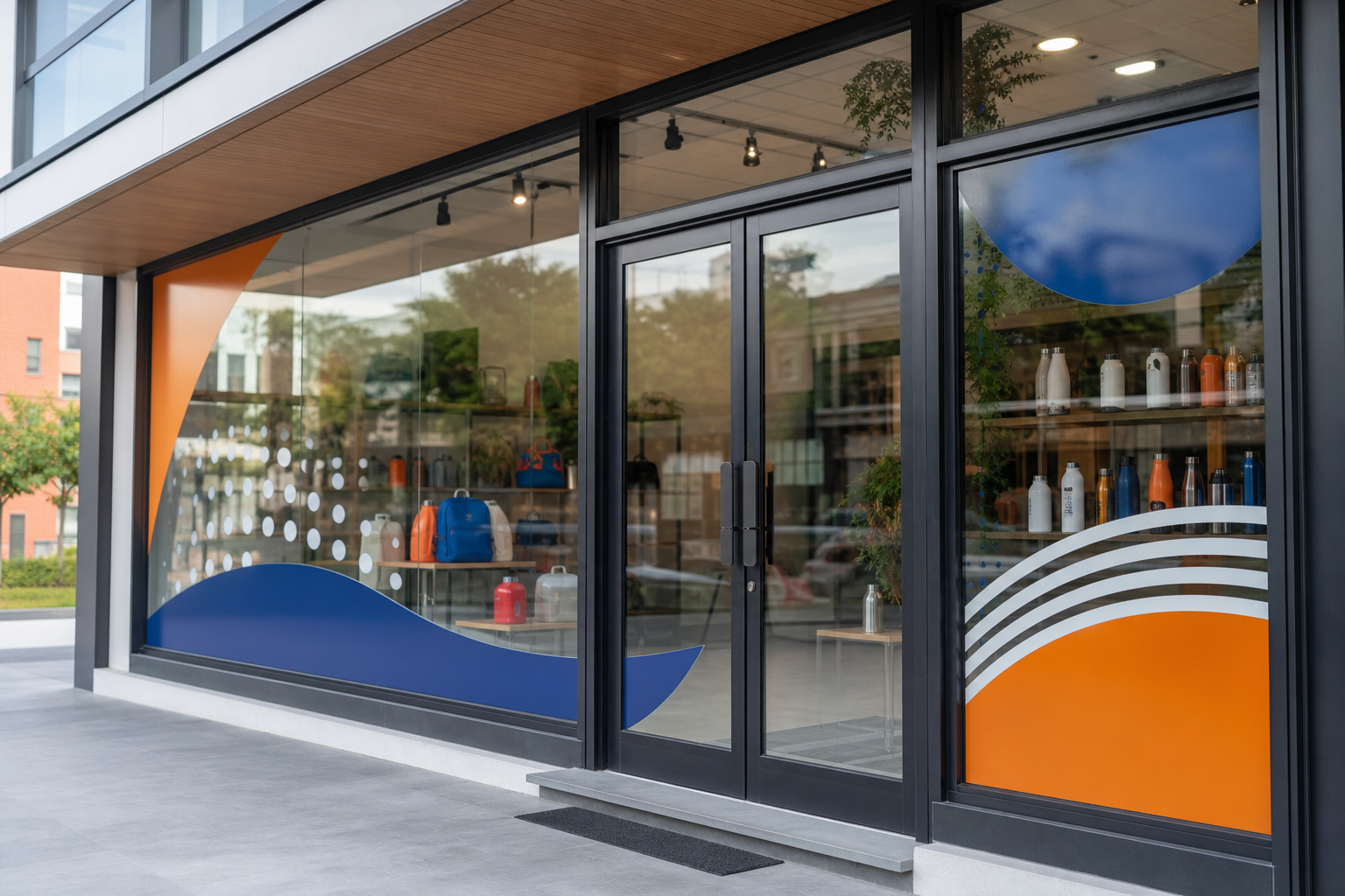 Rotulación en vinil aplicada en un local comercial moderno