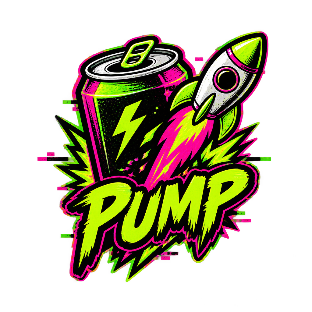Small neon sticker icon for Pump.fun call to action