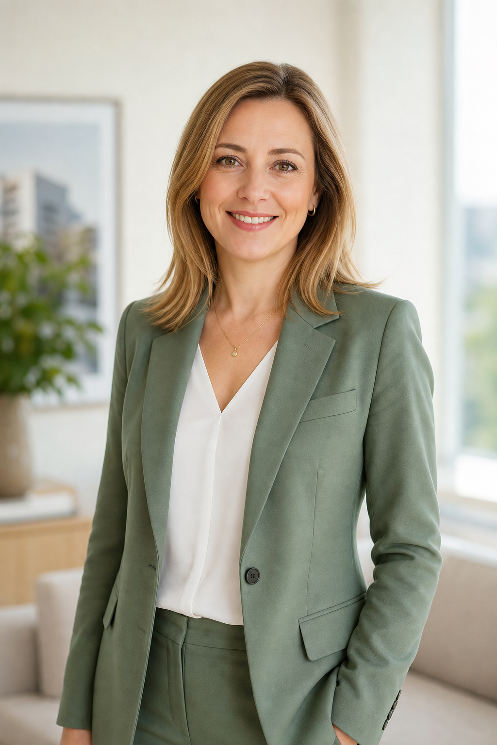 Portrait of Olha Melnyk, real estate agent