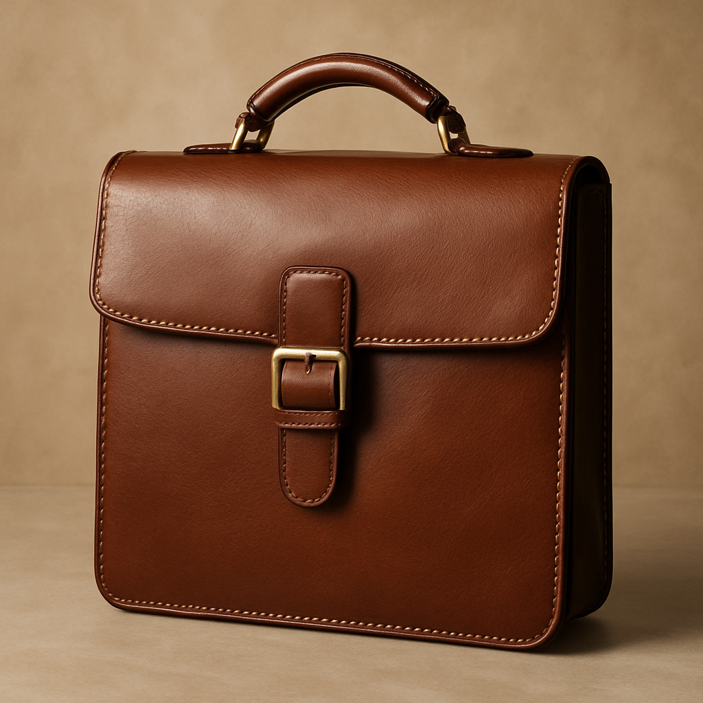 Bolso ejecutivo de piel sobre fondo lujoso