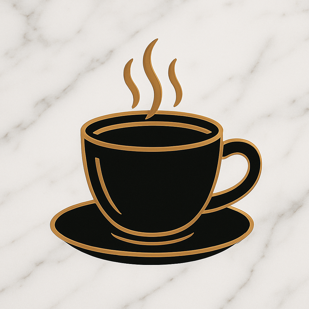 Taza de café elegante sobre fondo de mármol blanco