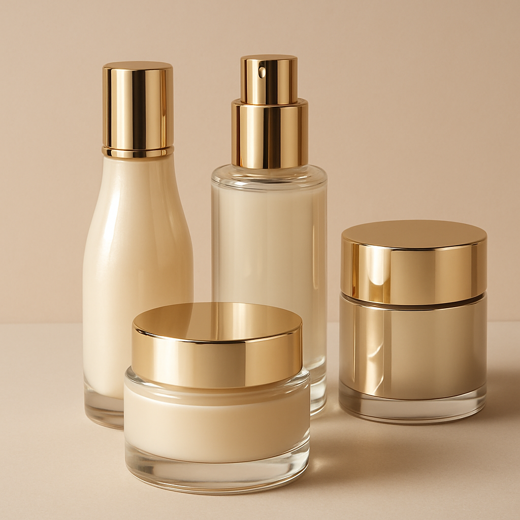 Productos de cosmética de lujo sobre fondo suave