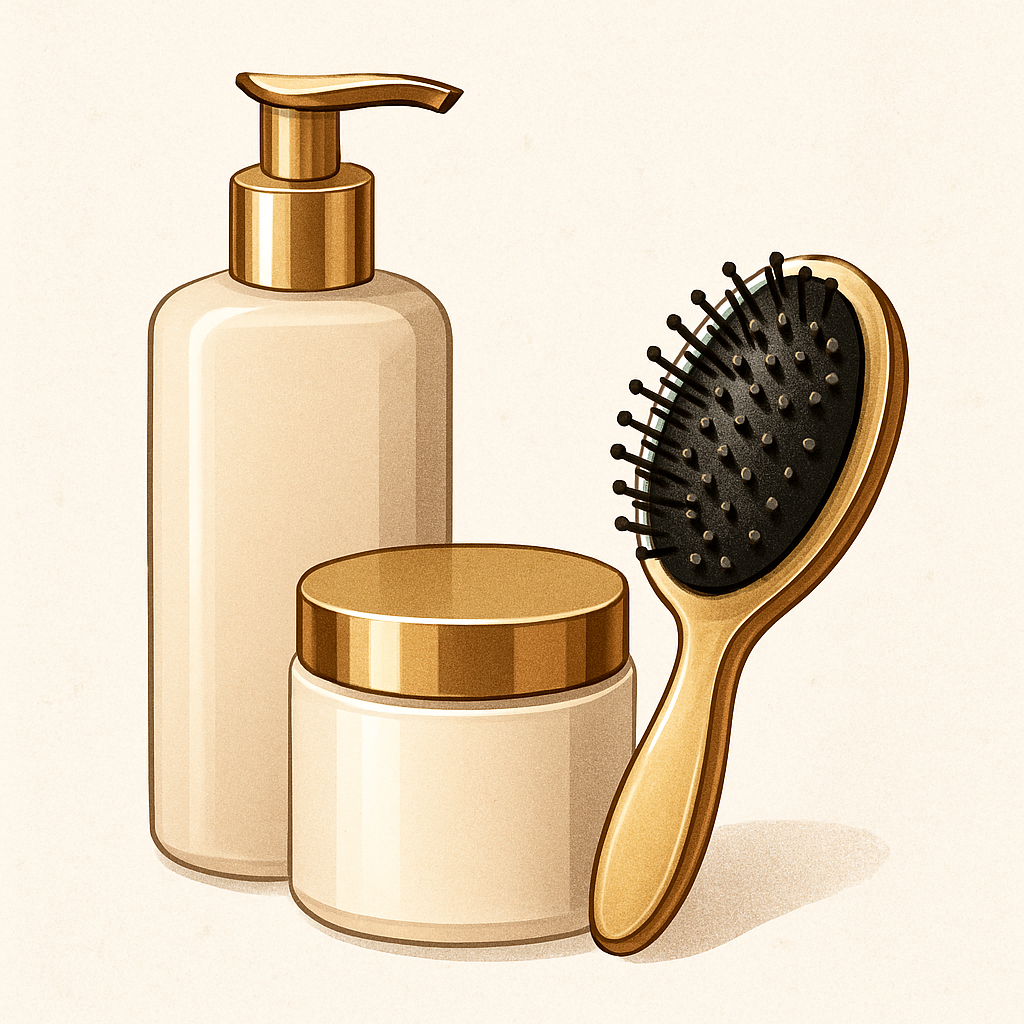 Productos para el cuidado capilar premium sobre fondo claro