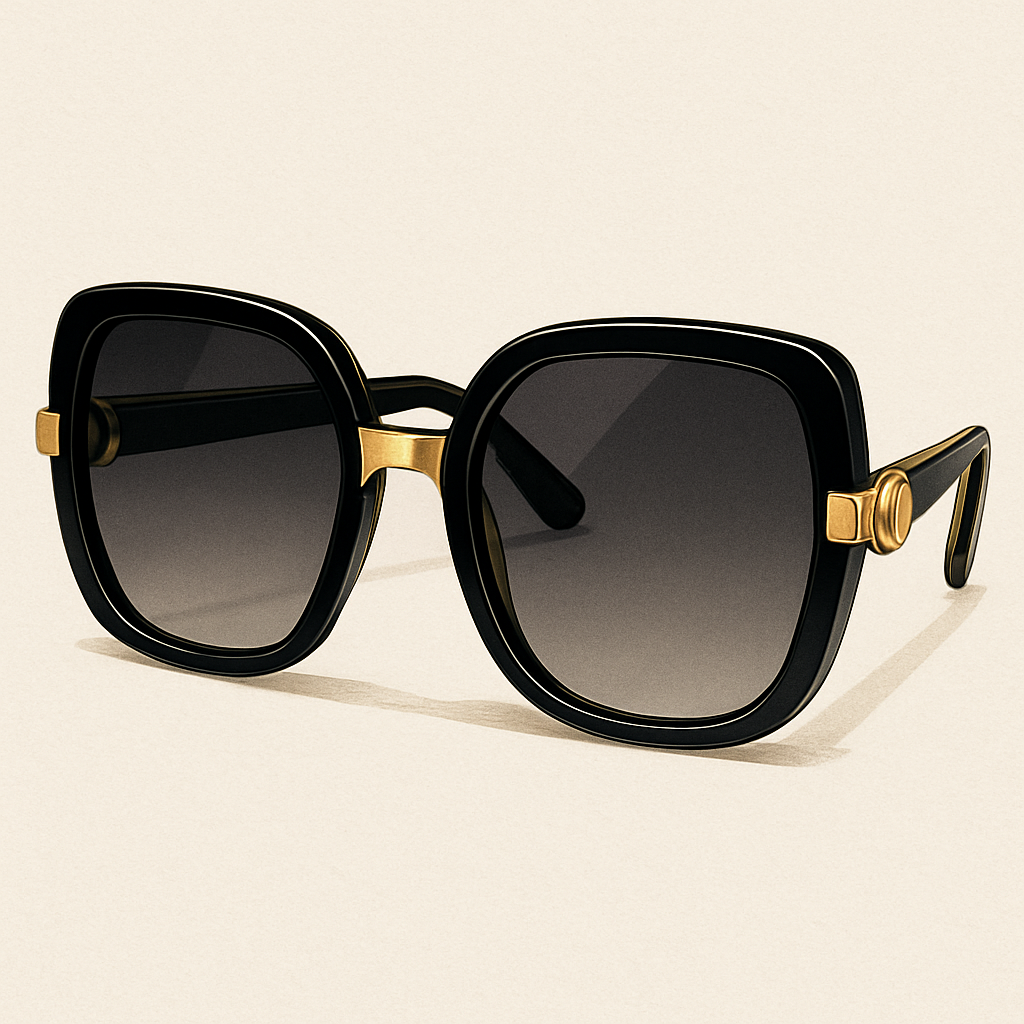 Lentes de sol modernos y lujosos sobre fondo claro