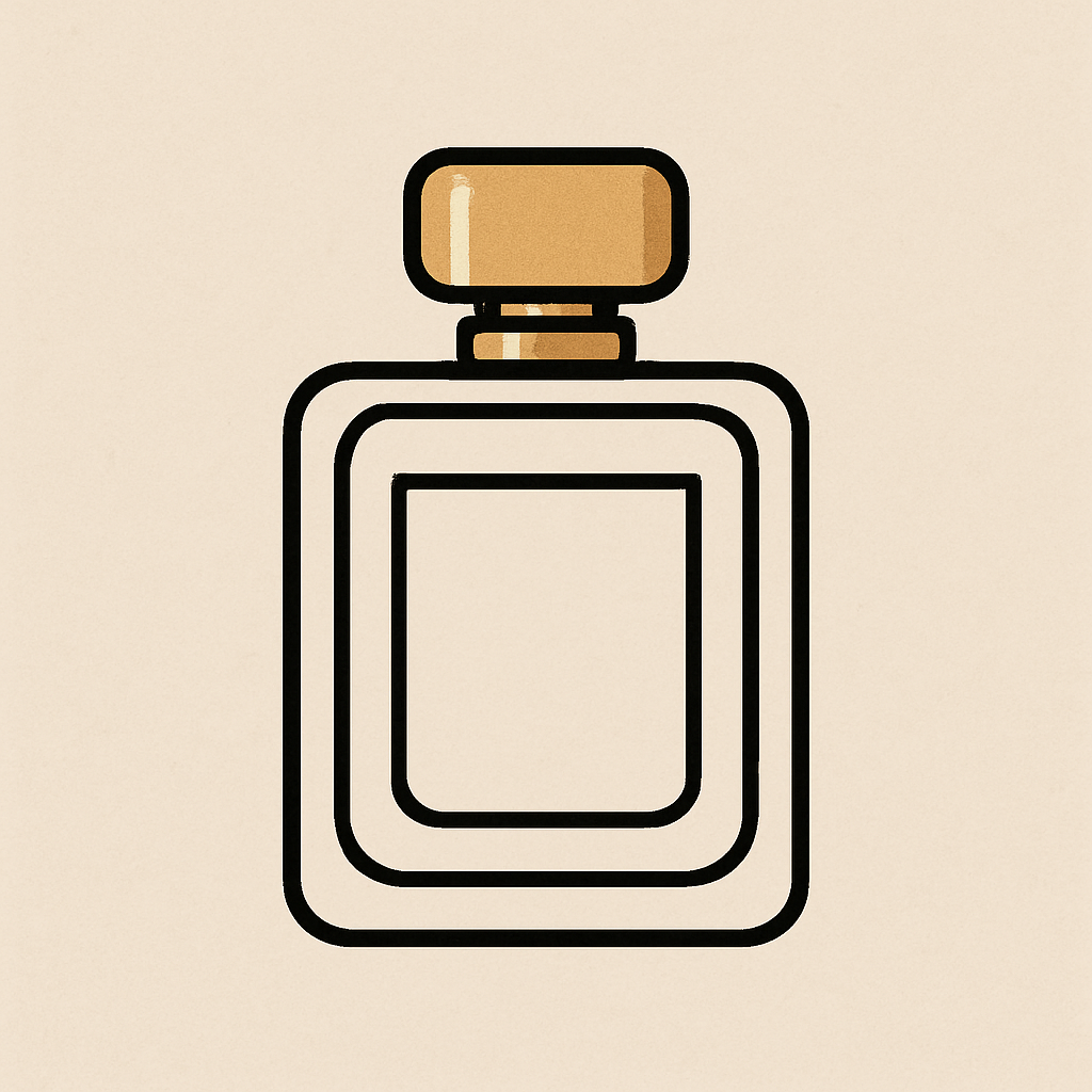 Frasco de perfume elegante con tapa dorada