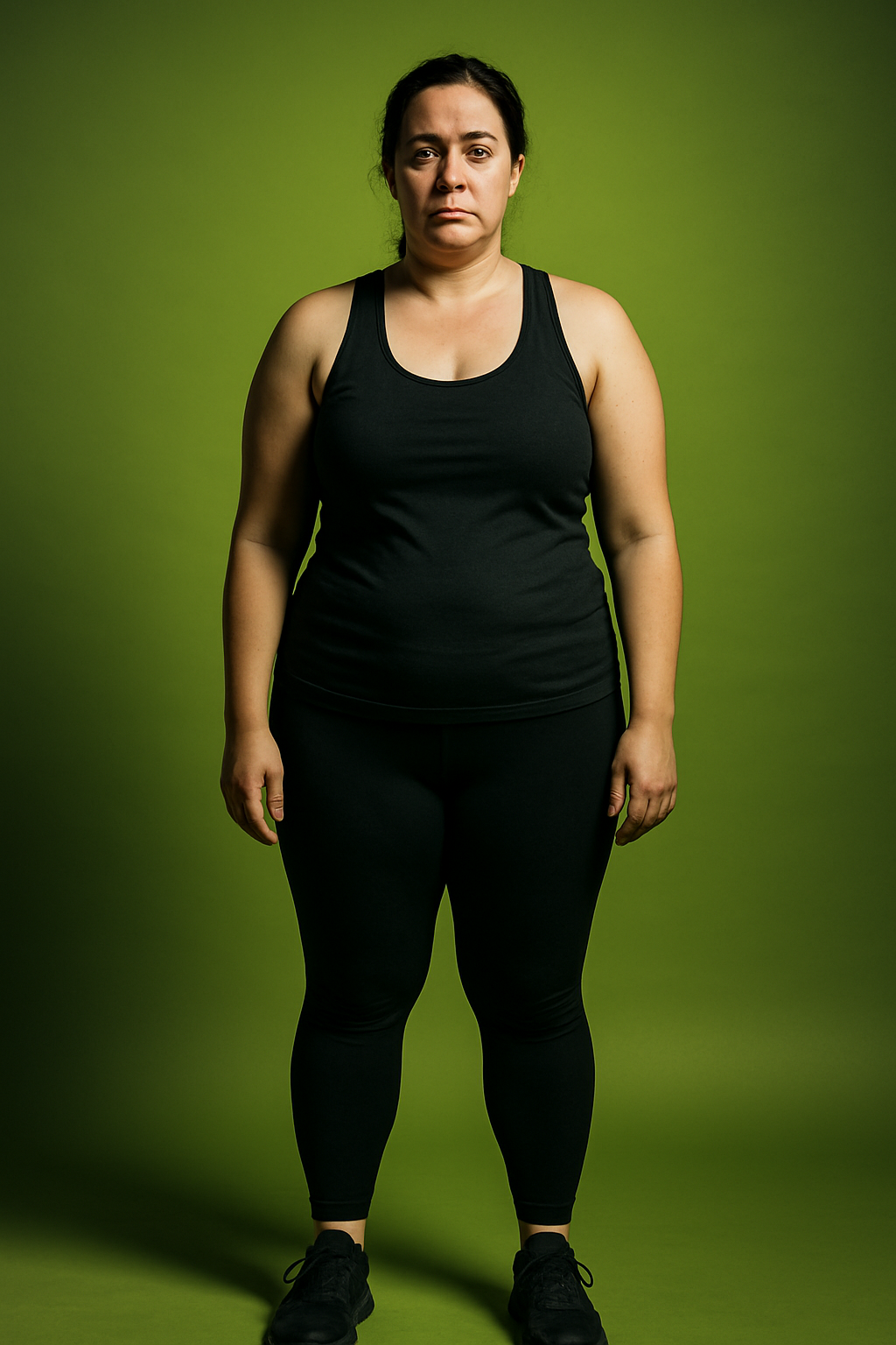 Before photo of Julia at the start of her fitness journey