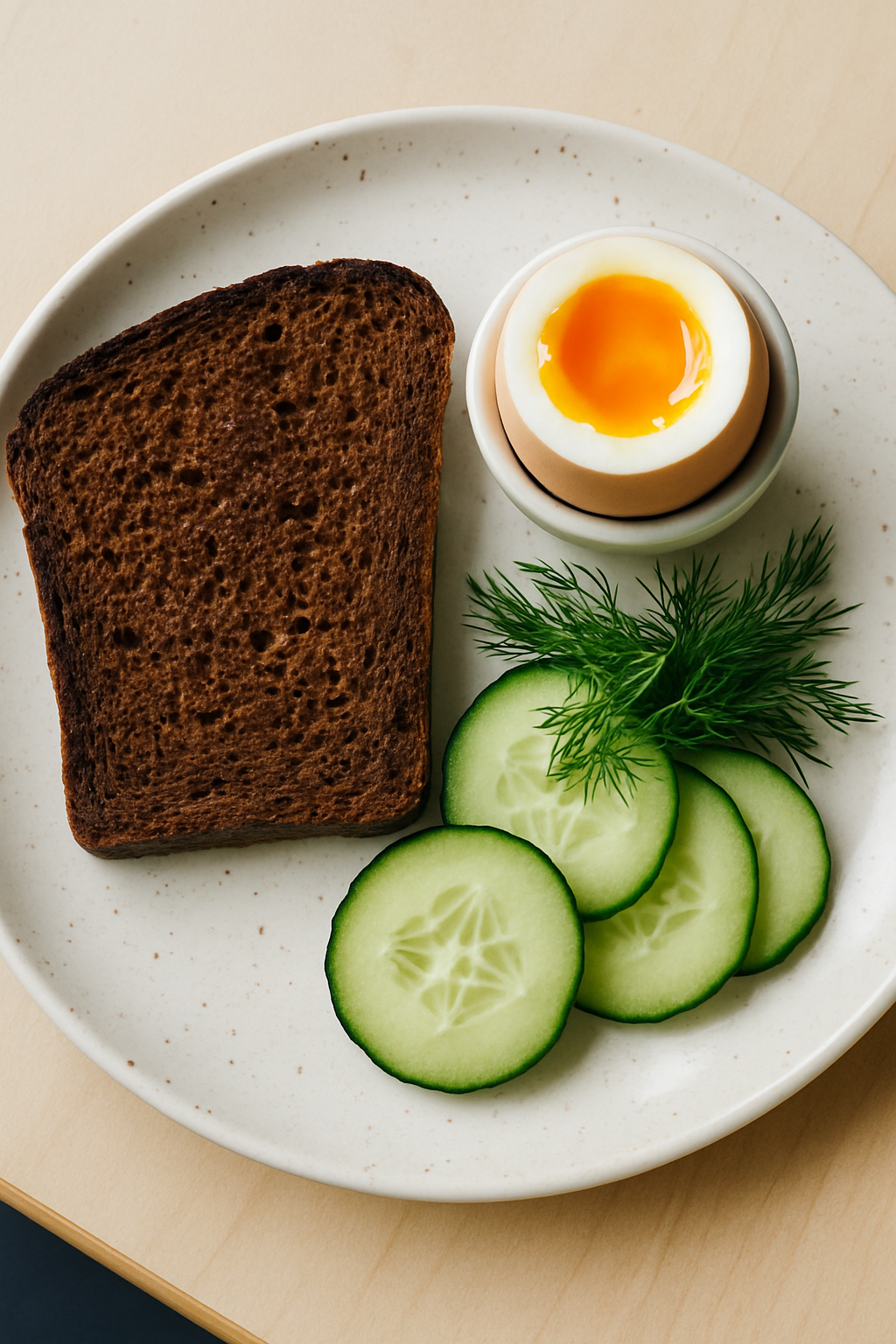 Breakfast plate with rye toast and egg