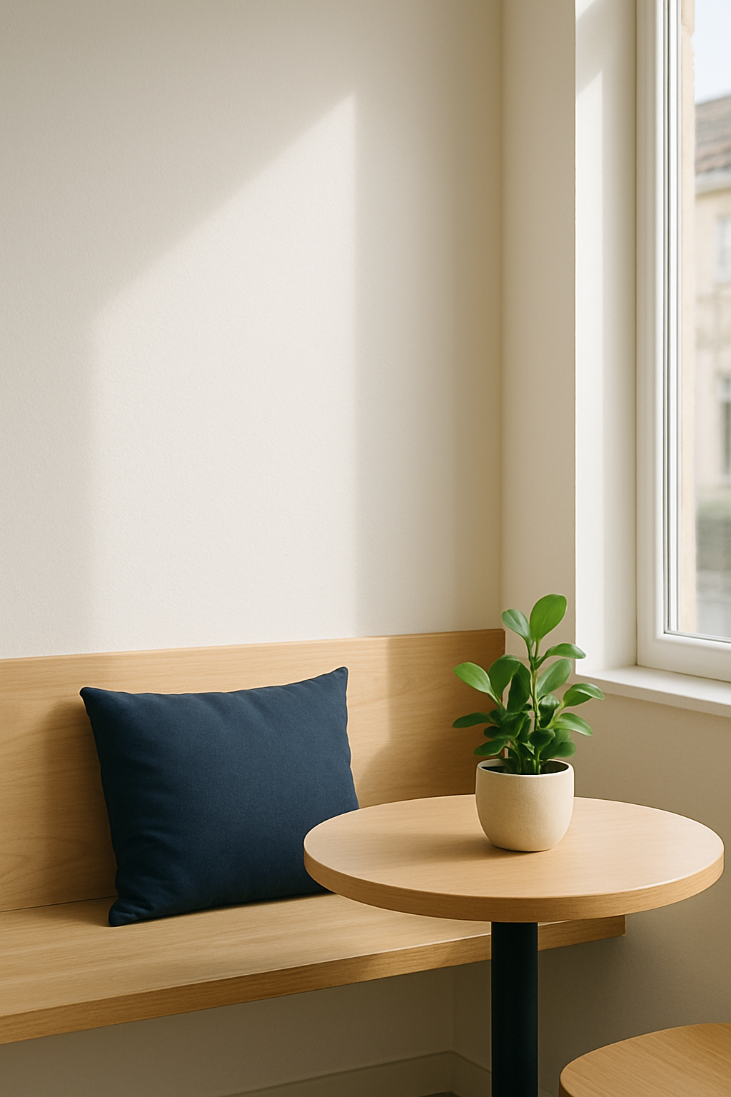 Bright cafe corner with window light