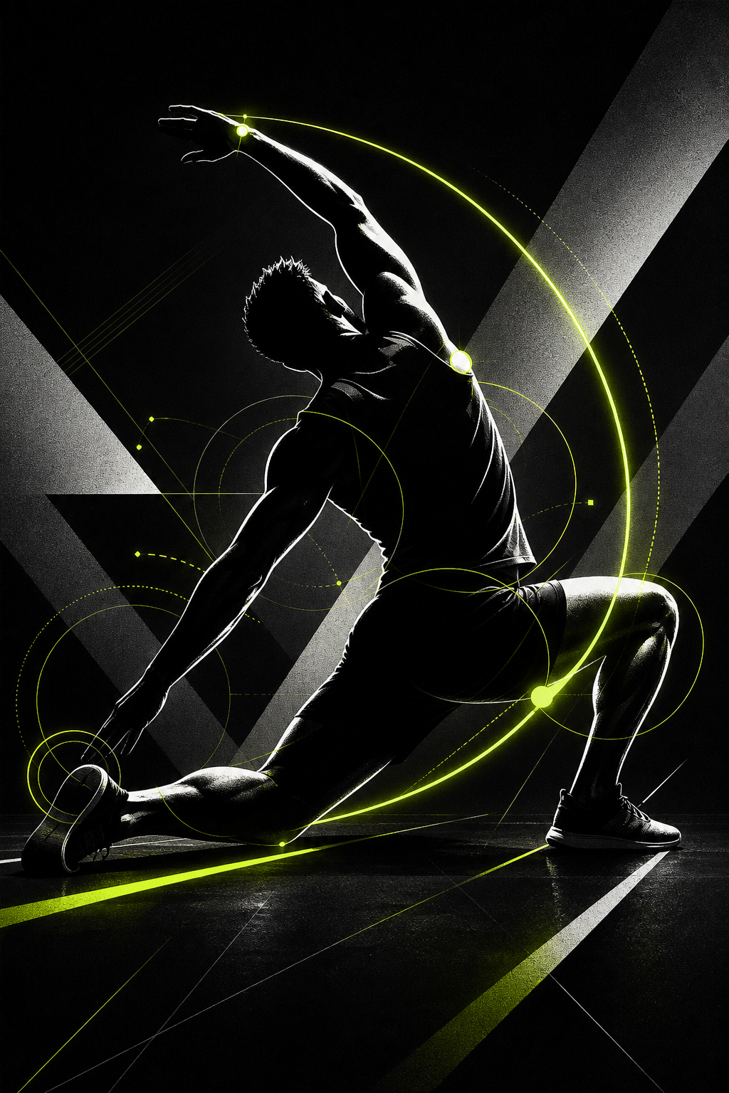 Stylized geometric illustration representing mobility and recovery transformation