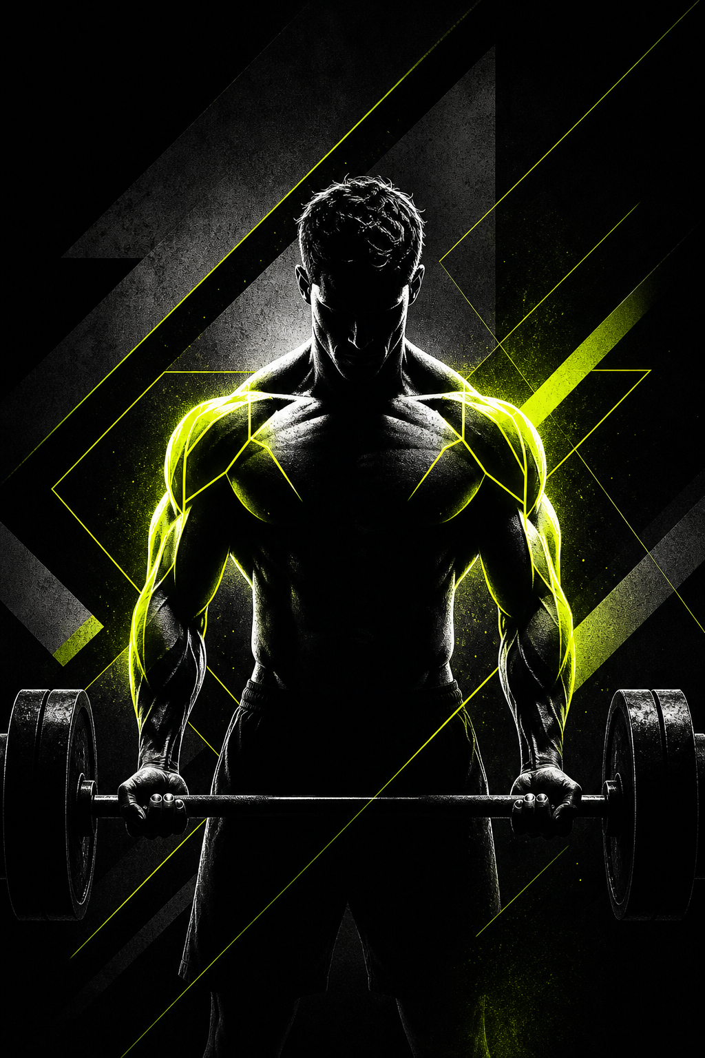 Stylized geometric illustration representing strength gain transformation
