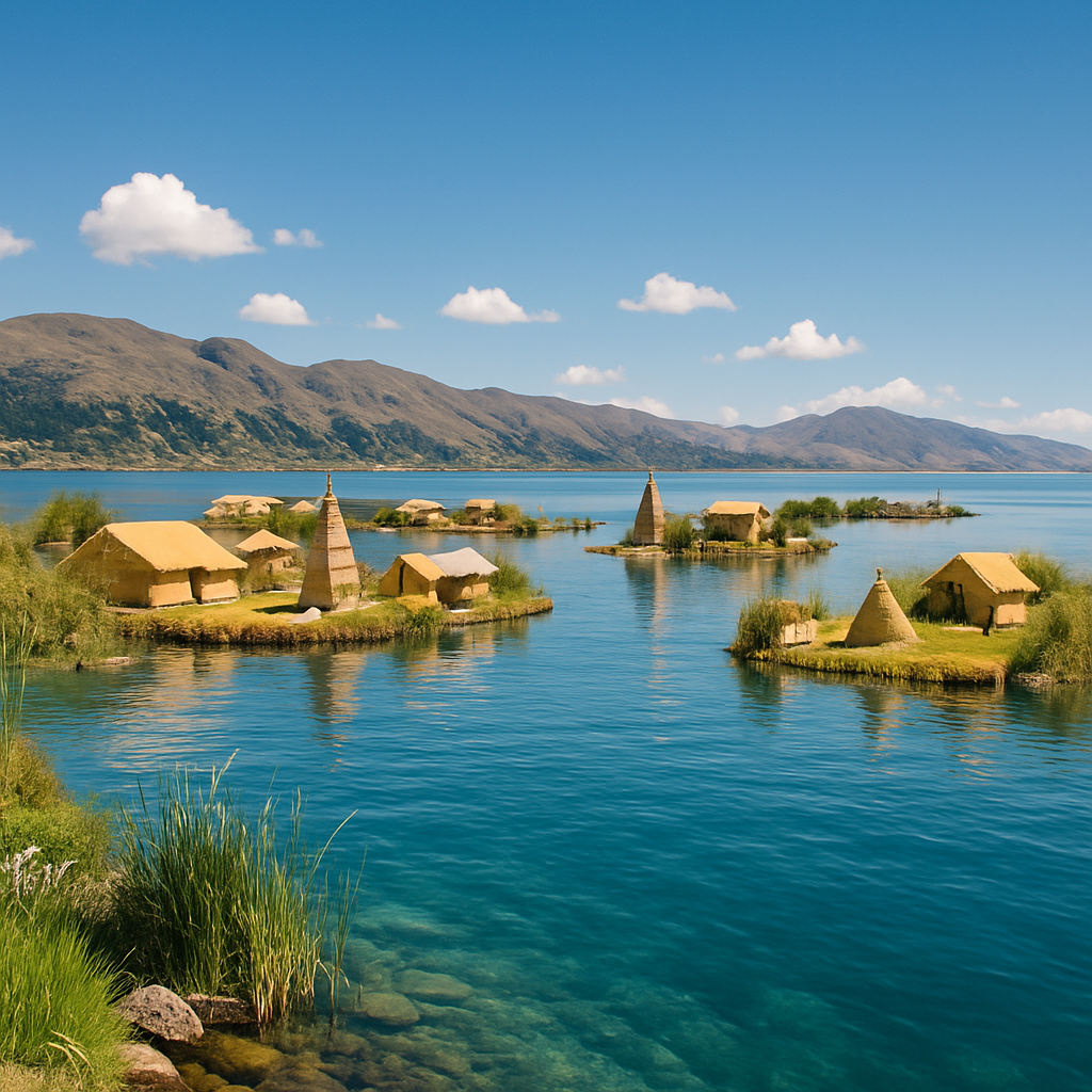 Lago Titicaca con islas y aguas cristalinas