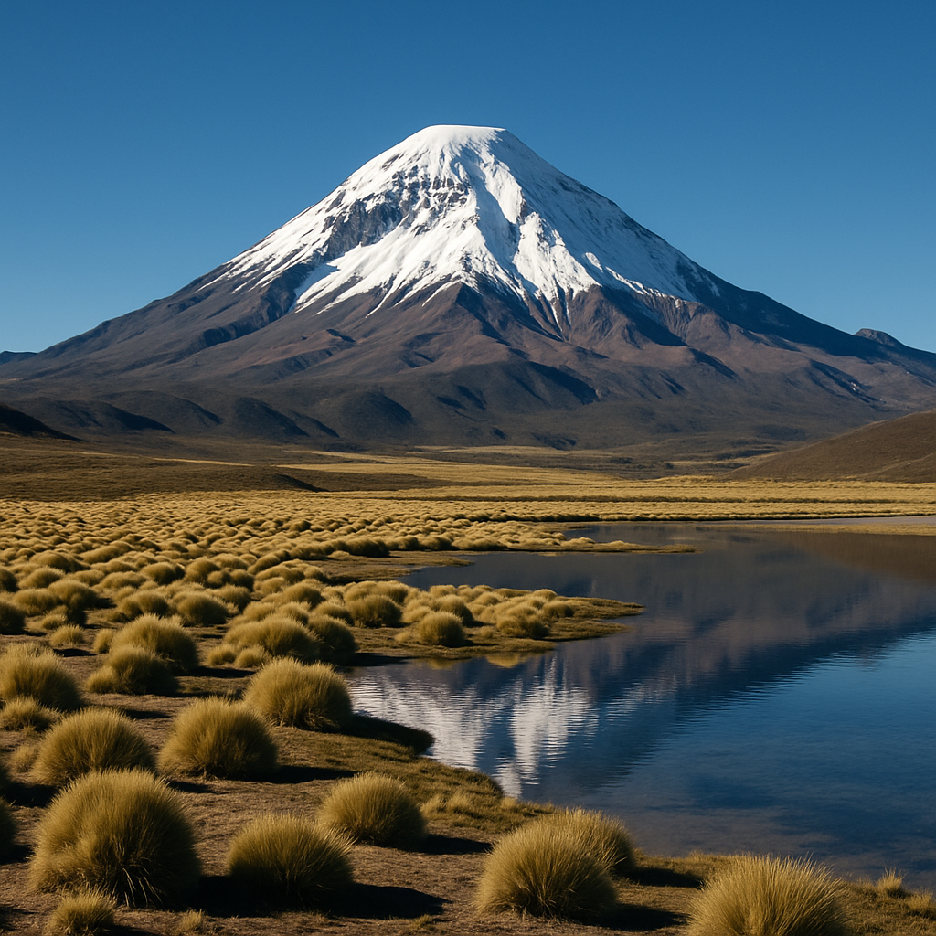 Nevado Sajama con paisajes naturales