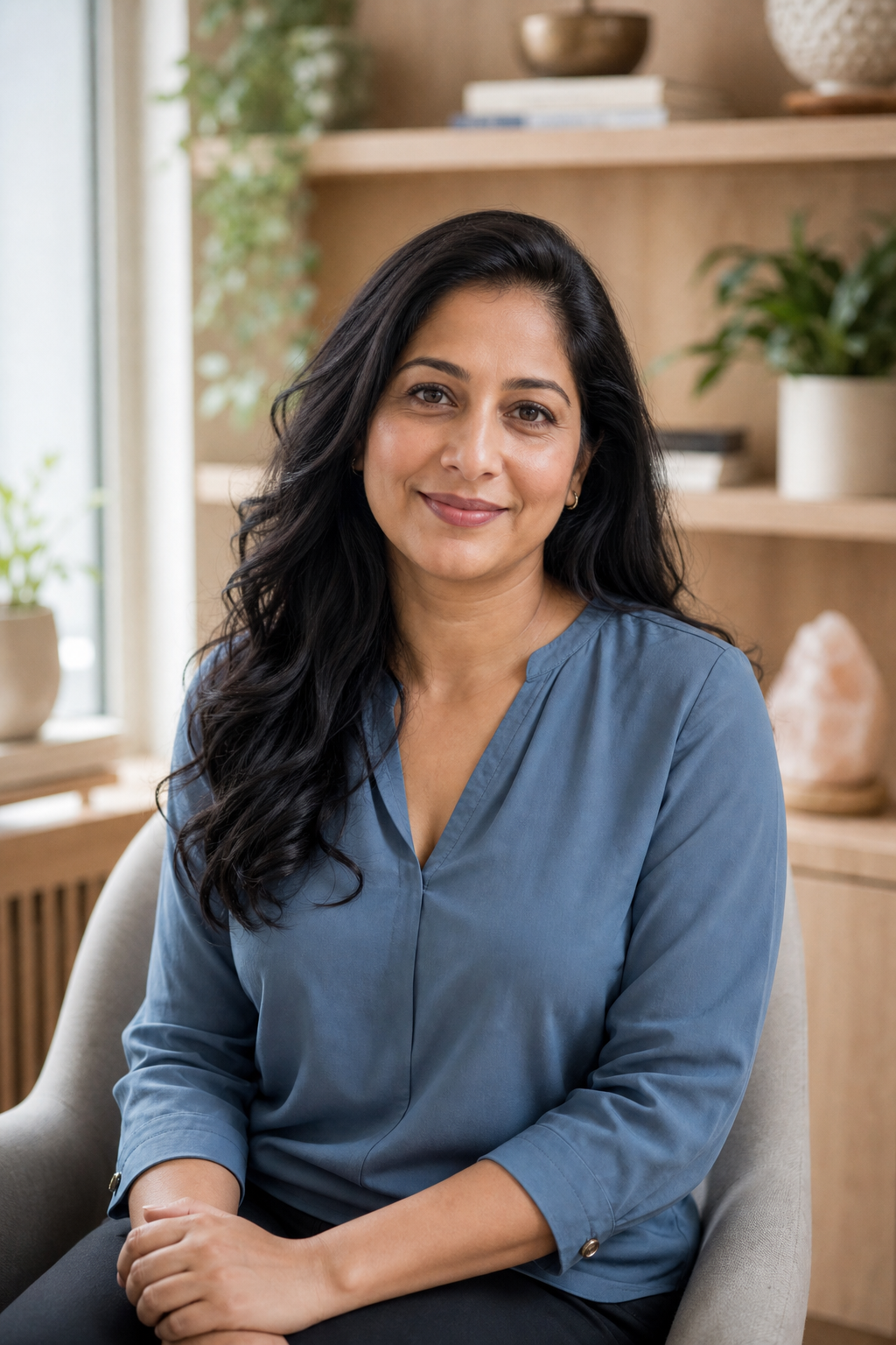 Portrait of Aisha Patel, personalized wellness guide
