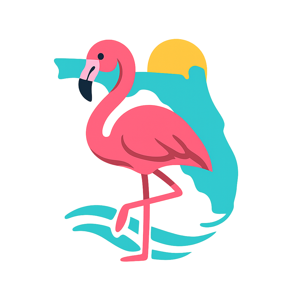 Pink Flamingo Florida State Bird logo