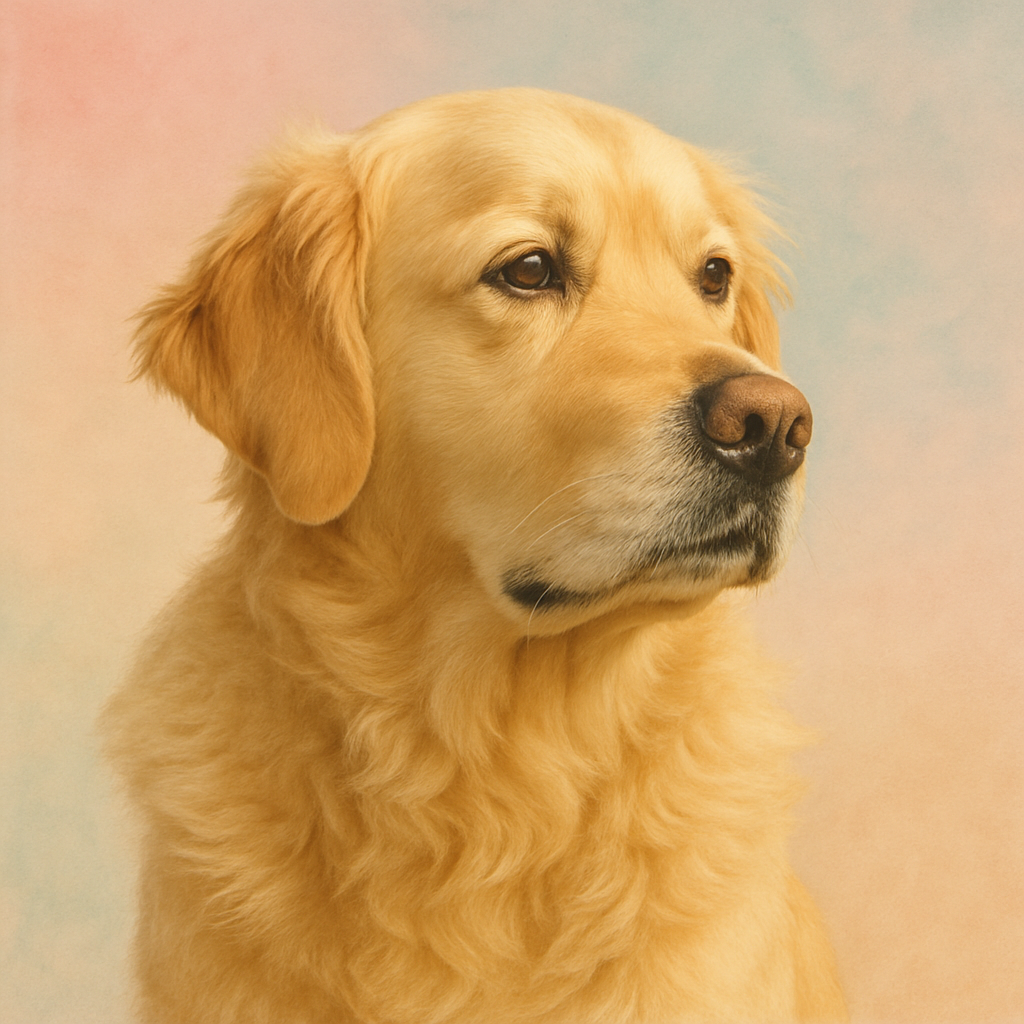 Pensive Golden Retriever looking off into the distance