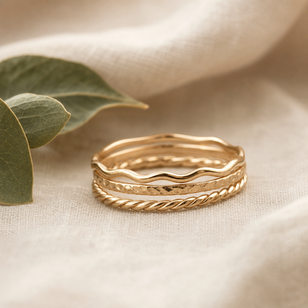 Set of three thin rings for everyday layering.