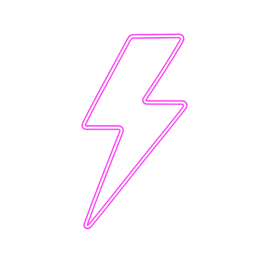 Neon bolt icon with magenta glow
