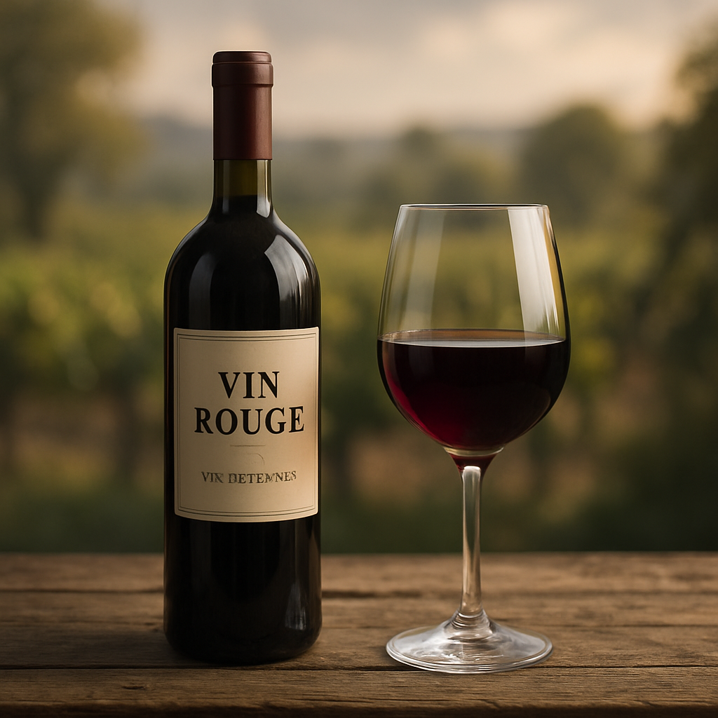 French wine bottle and glass