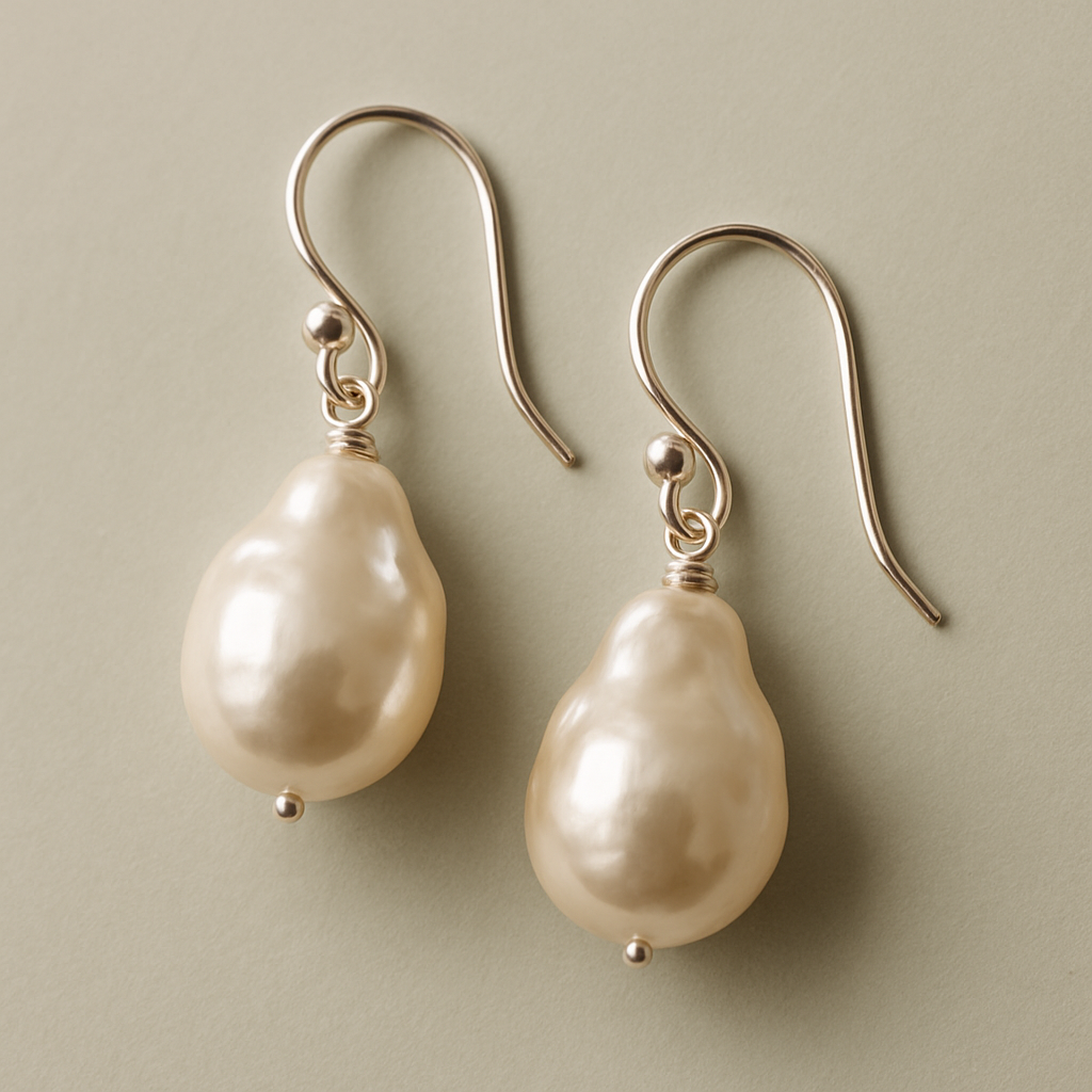 Baroque pearl drop earrings with silver hooks