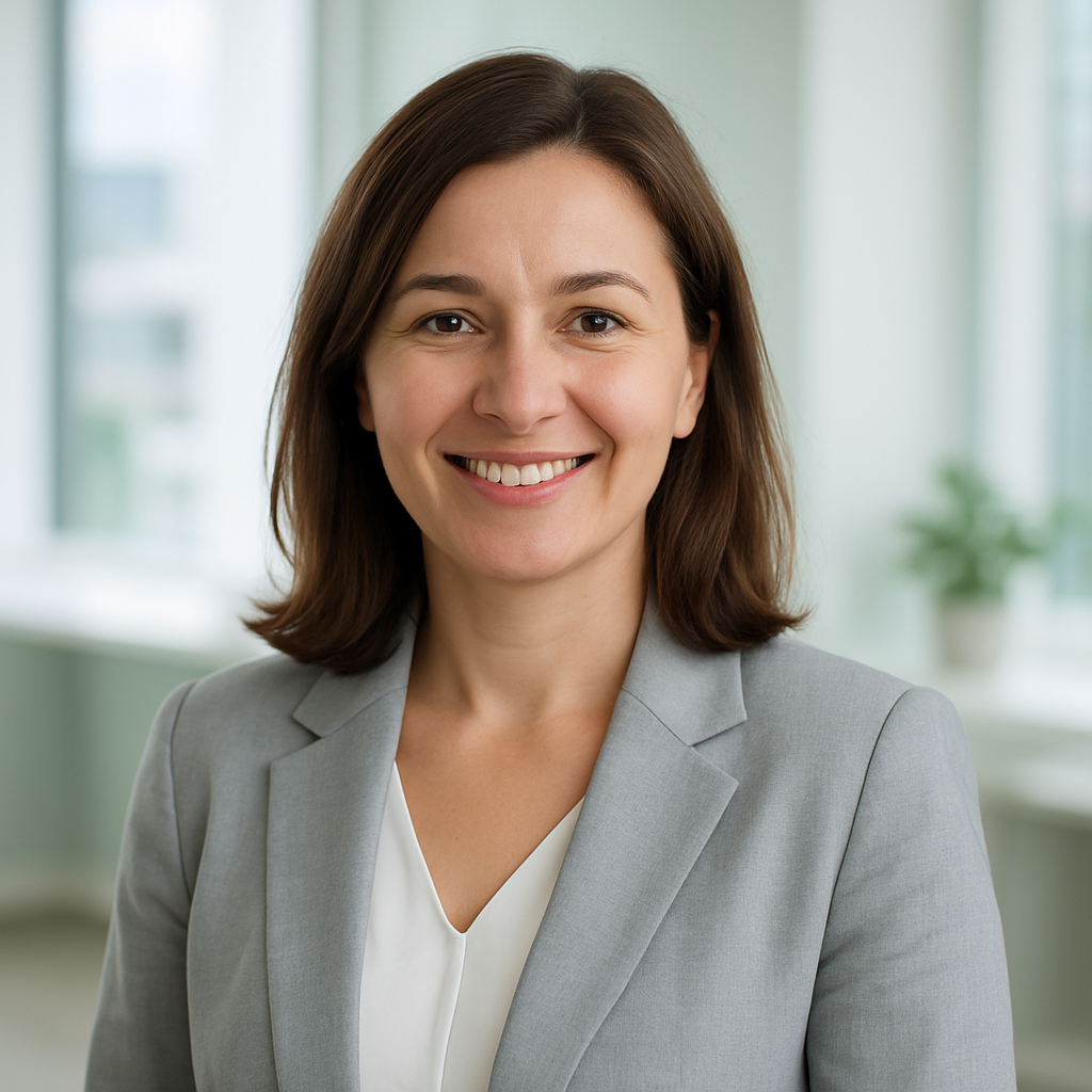 Portrait of Olha Melnyk, real estate agent in Kyiv