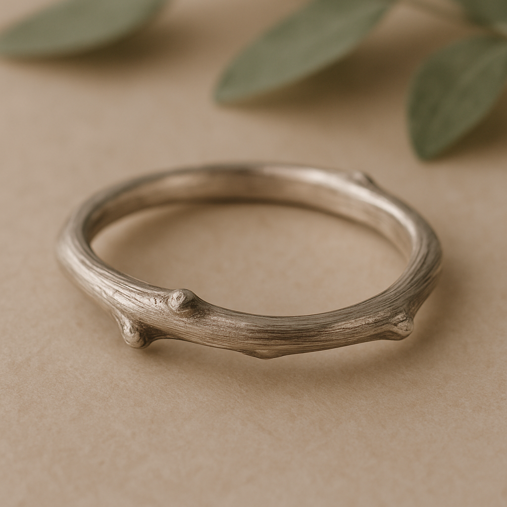 Brushed Twig Ring with organic profile