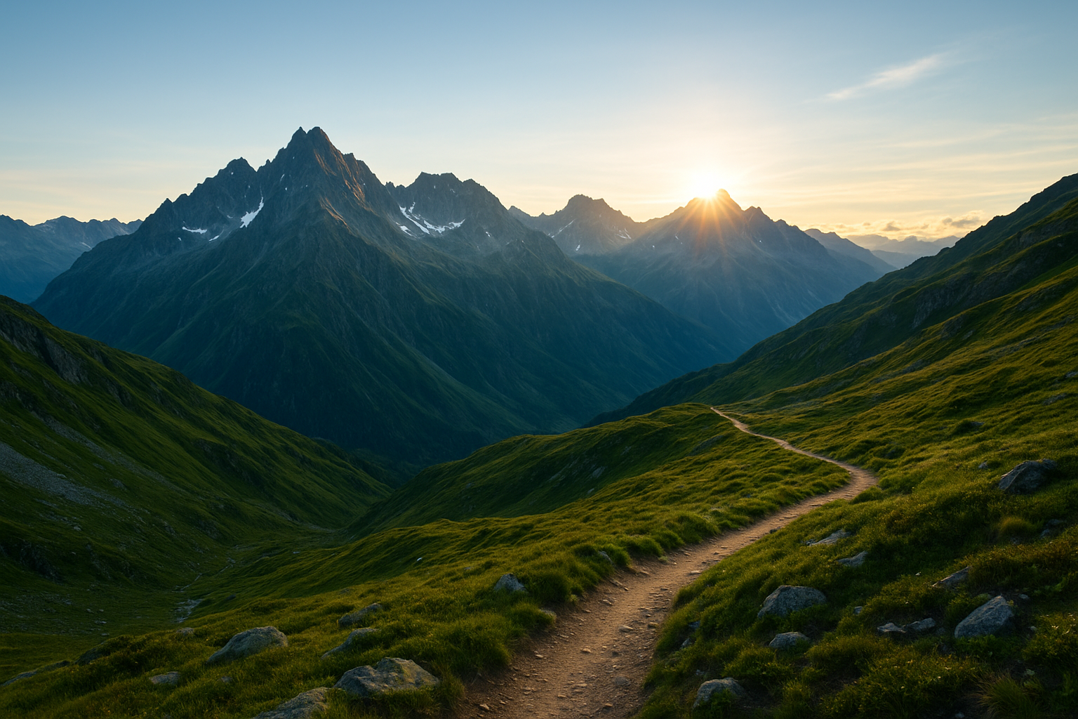 Scenic mountain landscape of Alpine Sunrise Escape