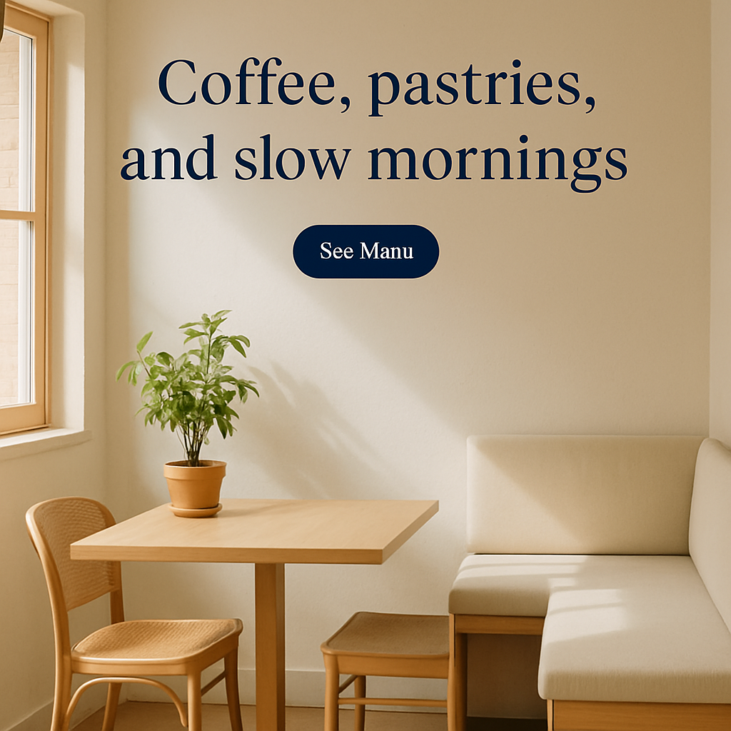 Warm Scandinavian café corner with natural light