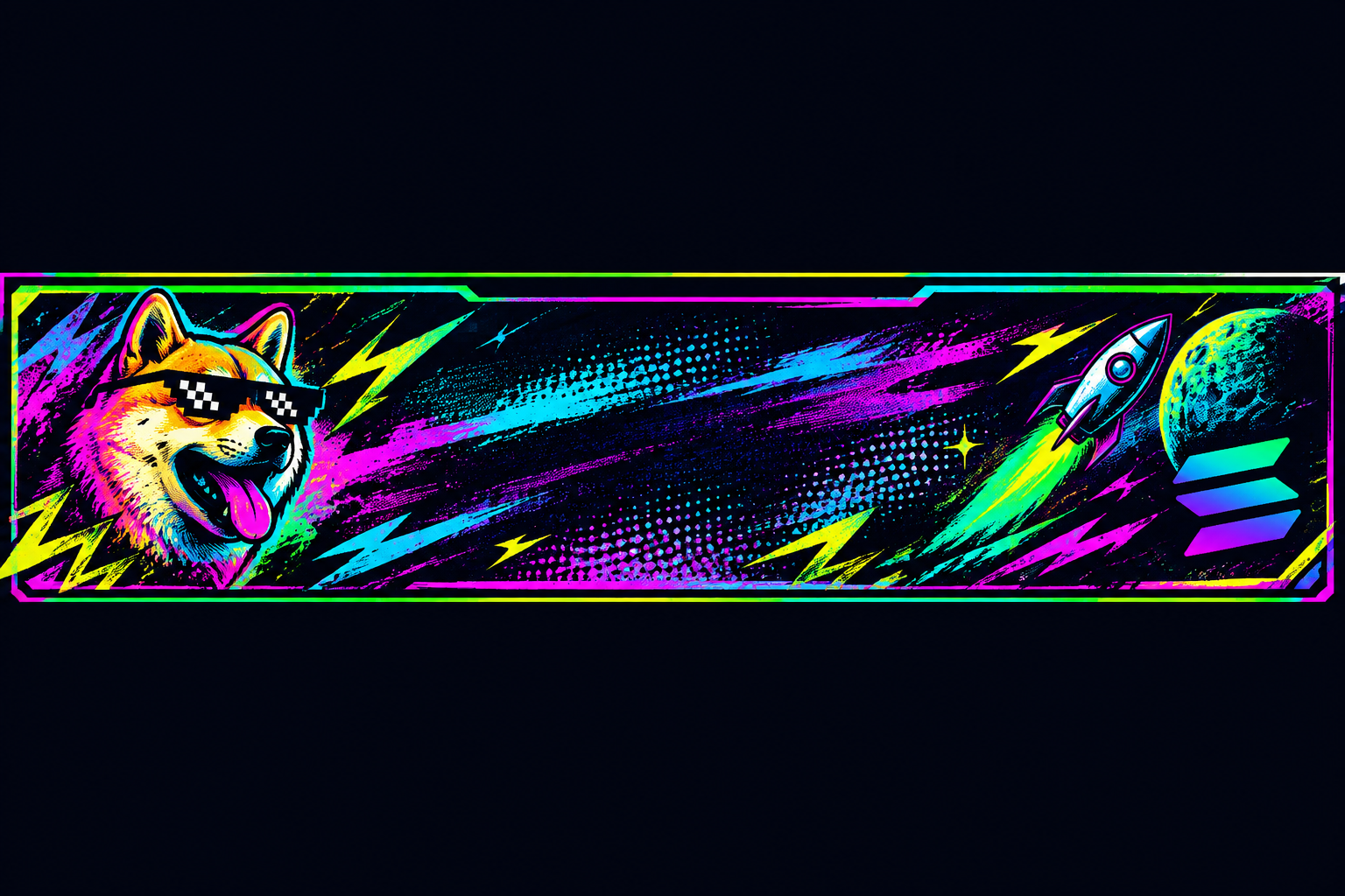 Compact horizontal neon meme banner placeholder for future hero visual