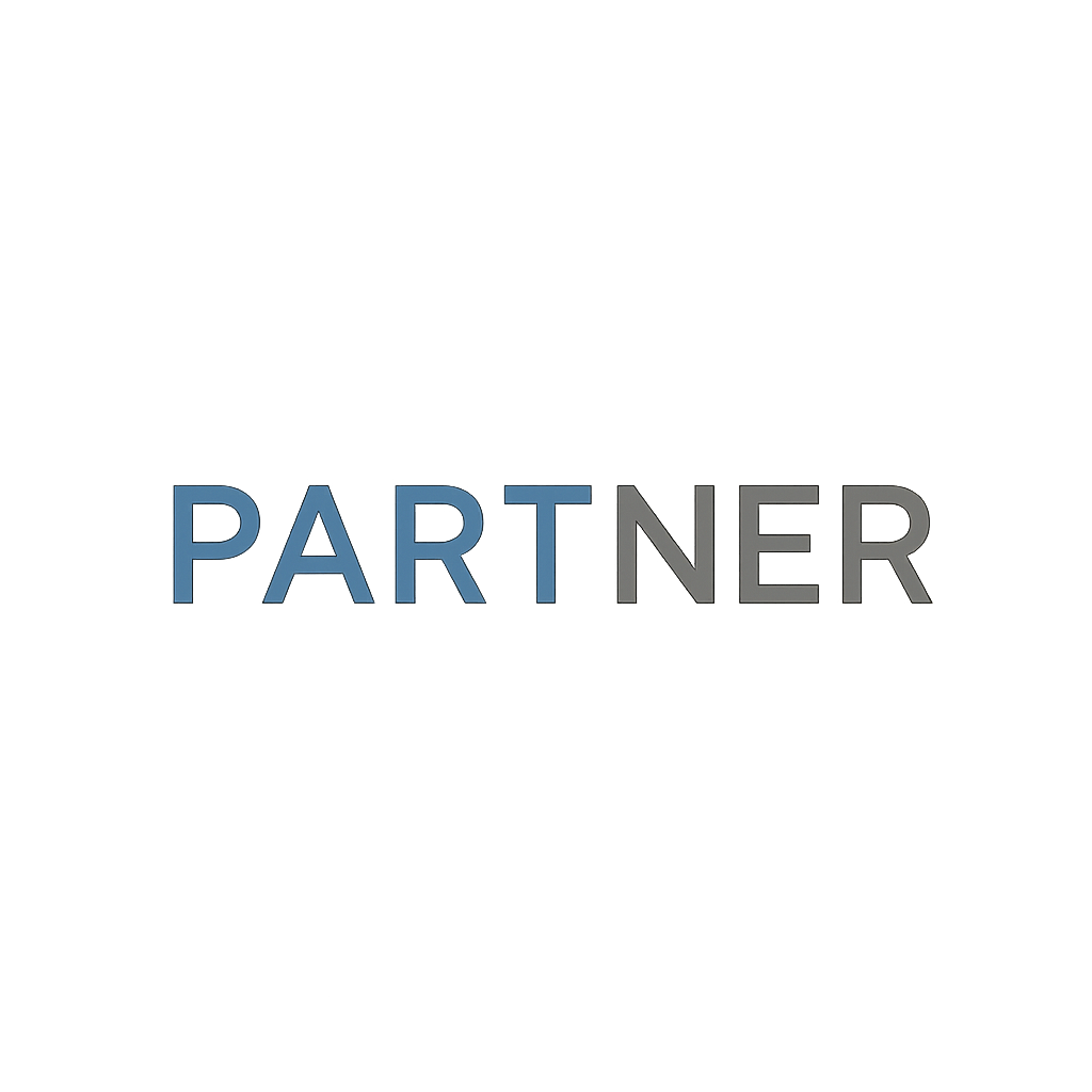 Partner Brand 2 logo, minimalist wordmark in blue and gray, partner of StartUp It Solutions