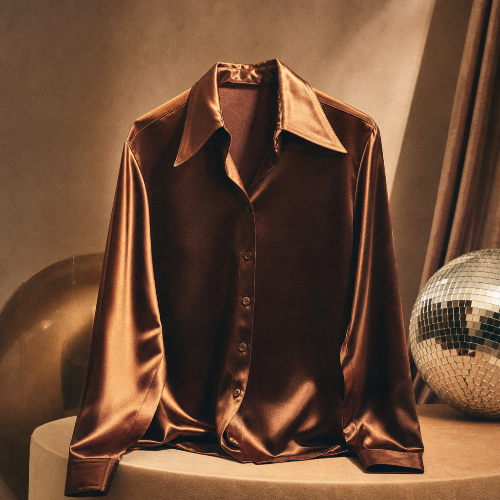 Disco Night Satin Shirt from the 1980s era