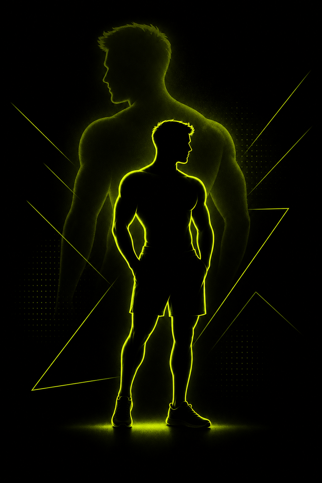 Abstract neon-lime silhouette illustration symbolizing a fat-loss transformation