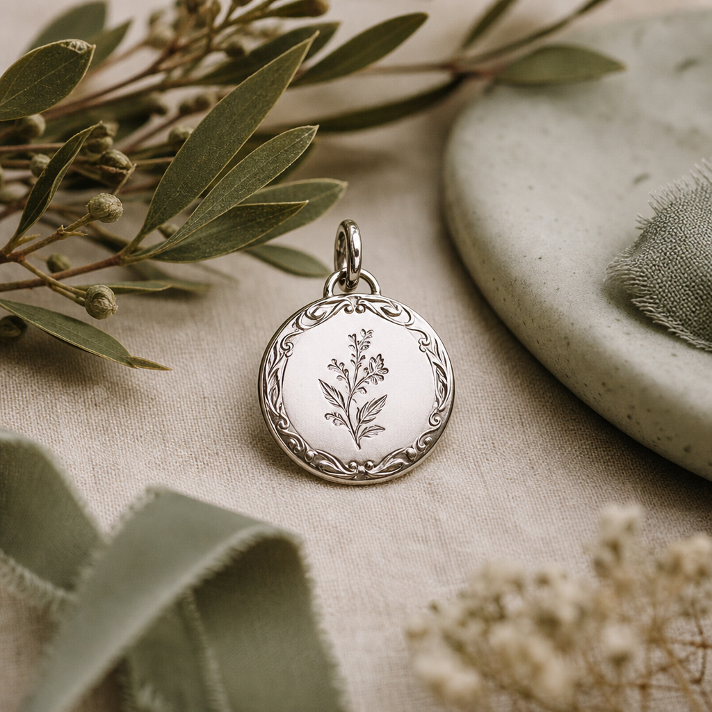 Heirloom Engraved Charm handcrafted jewelry