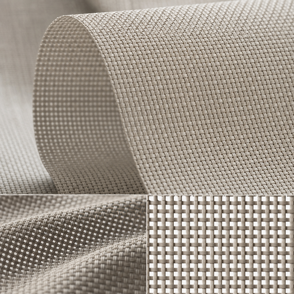 Macro textile view emphasizing openness factor, pore geometry, and balanced fabric density