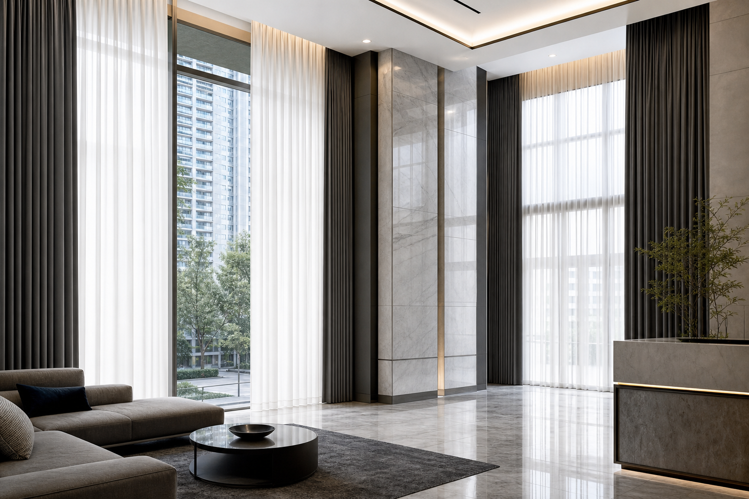 High-rise residential development with standardized curtain packages for project delivery