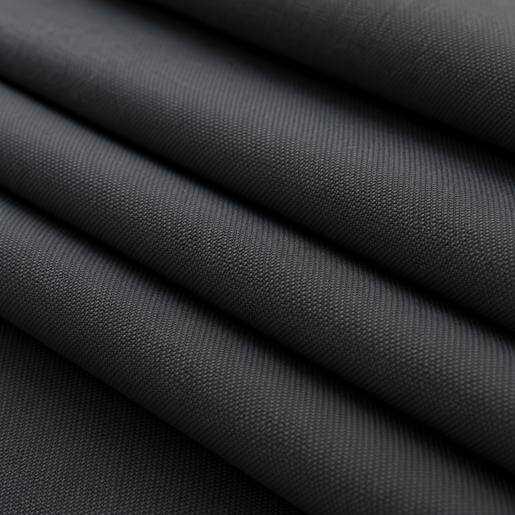 Close-up of dense curtain folds showing refined texture, depth, and full drape
