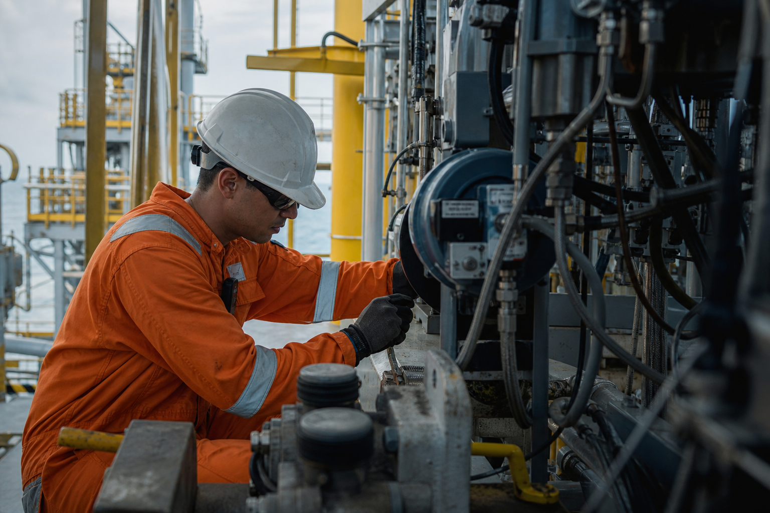 Inspección en plataforma industrial