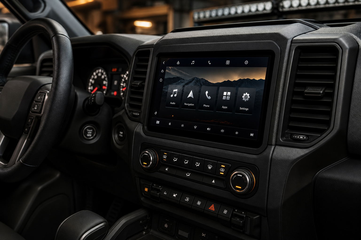 Modern dash integration with flush mounted touchscreen head unit