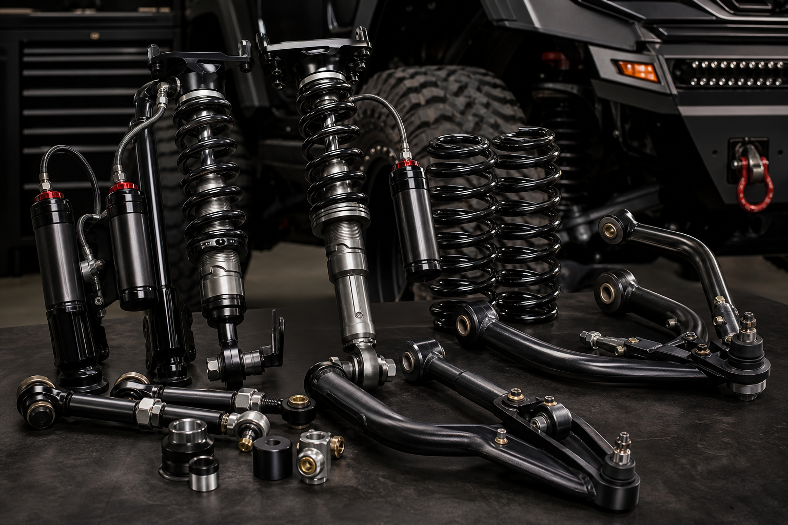 Lifted suspension components for trucks and SUVs