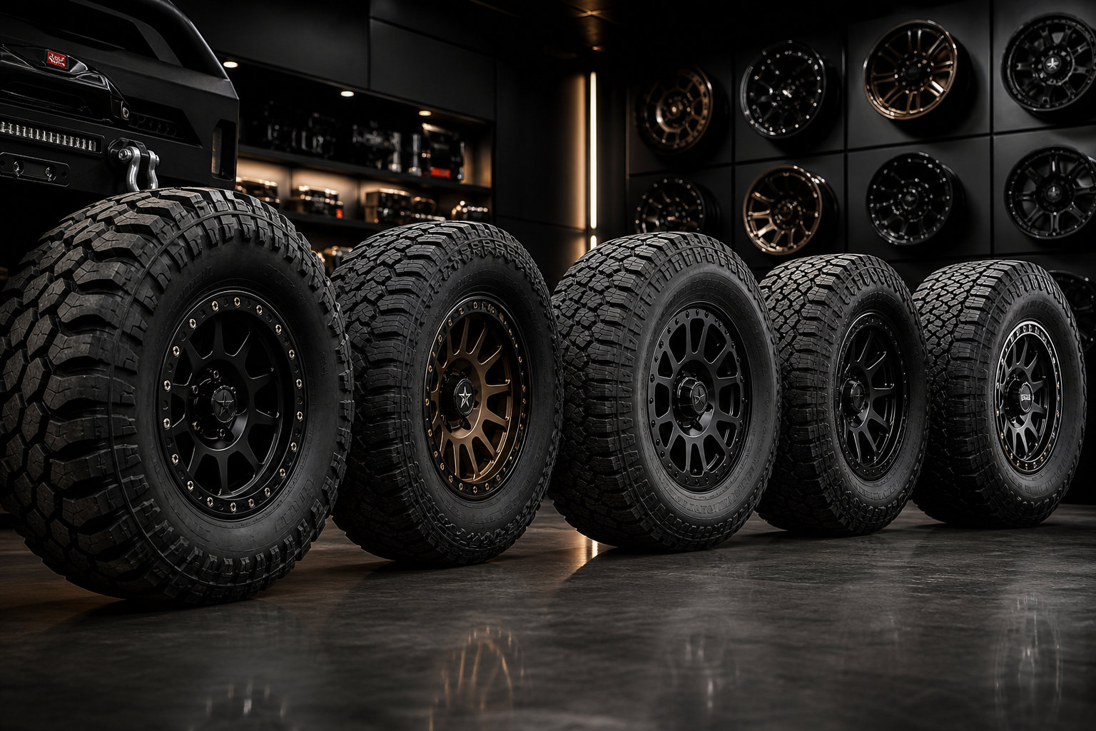 All-terrain wheels and tires lineup for off-road builds