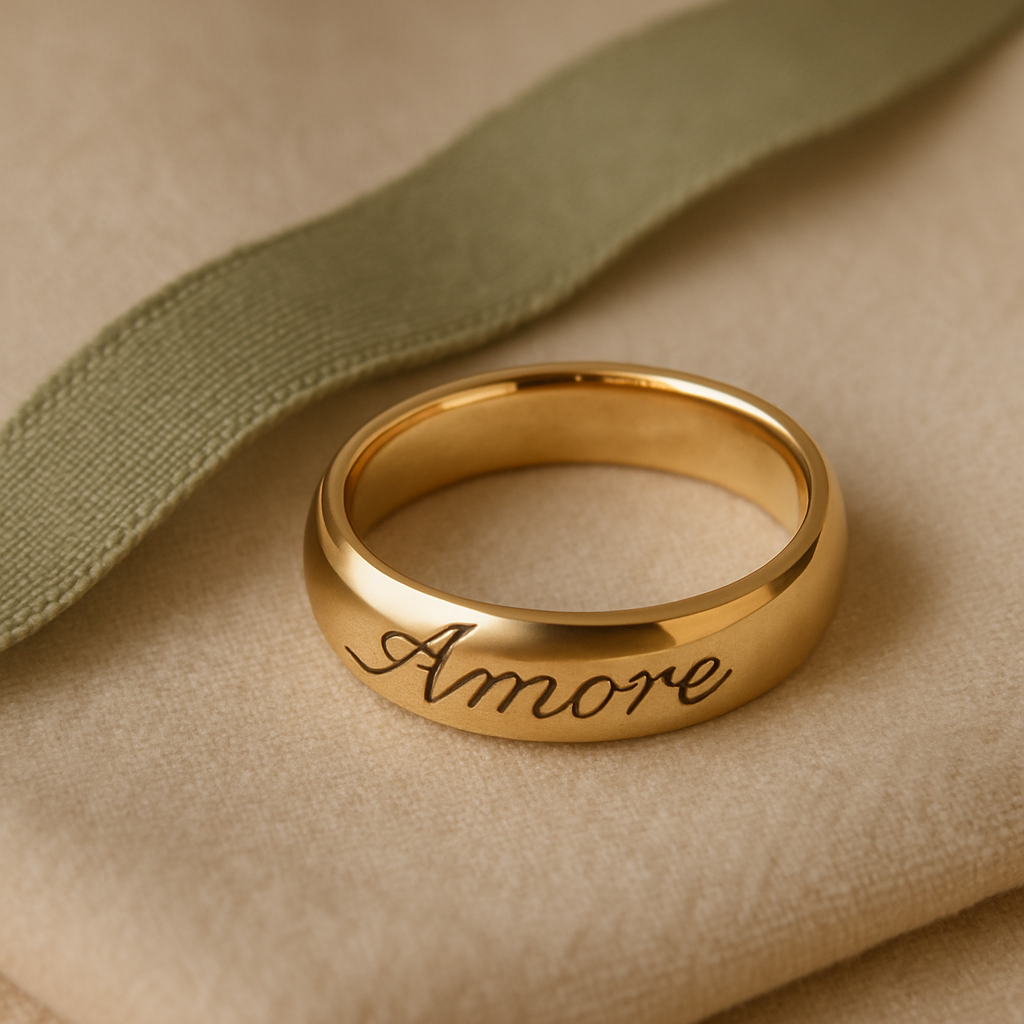 Custom script band ring