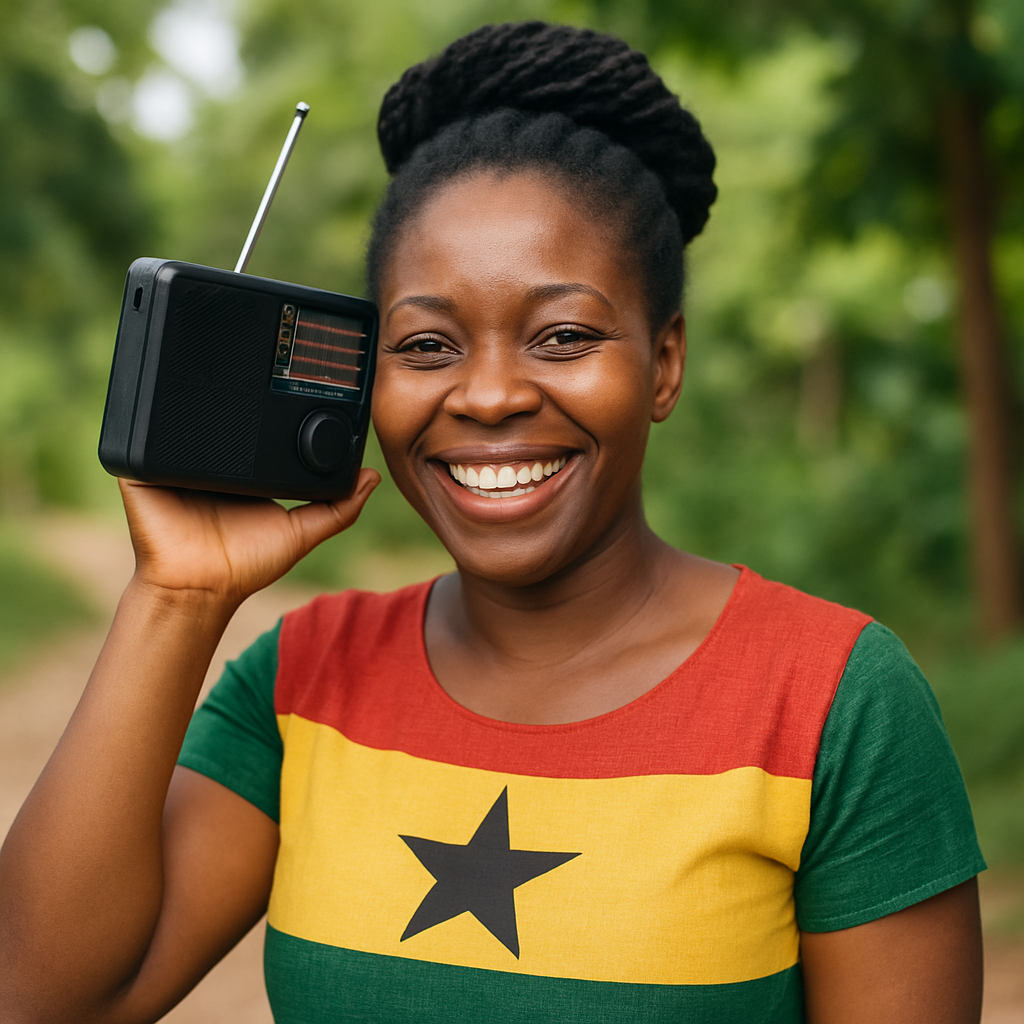 Portrait of a Ghanaian listener, smiling and healthy