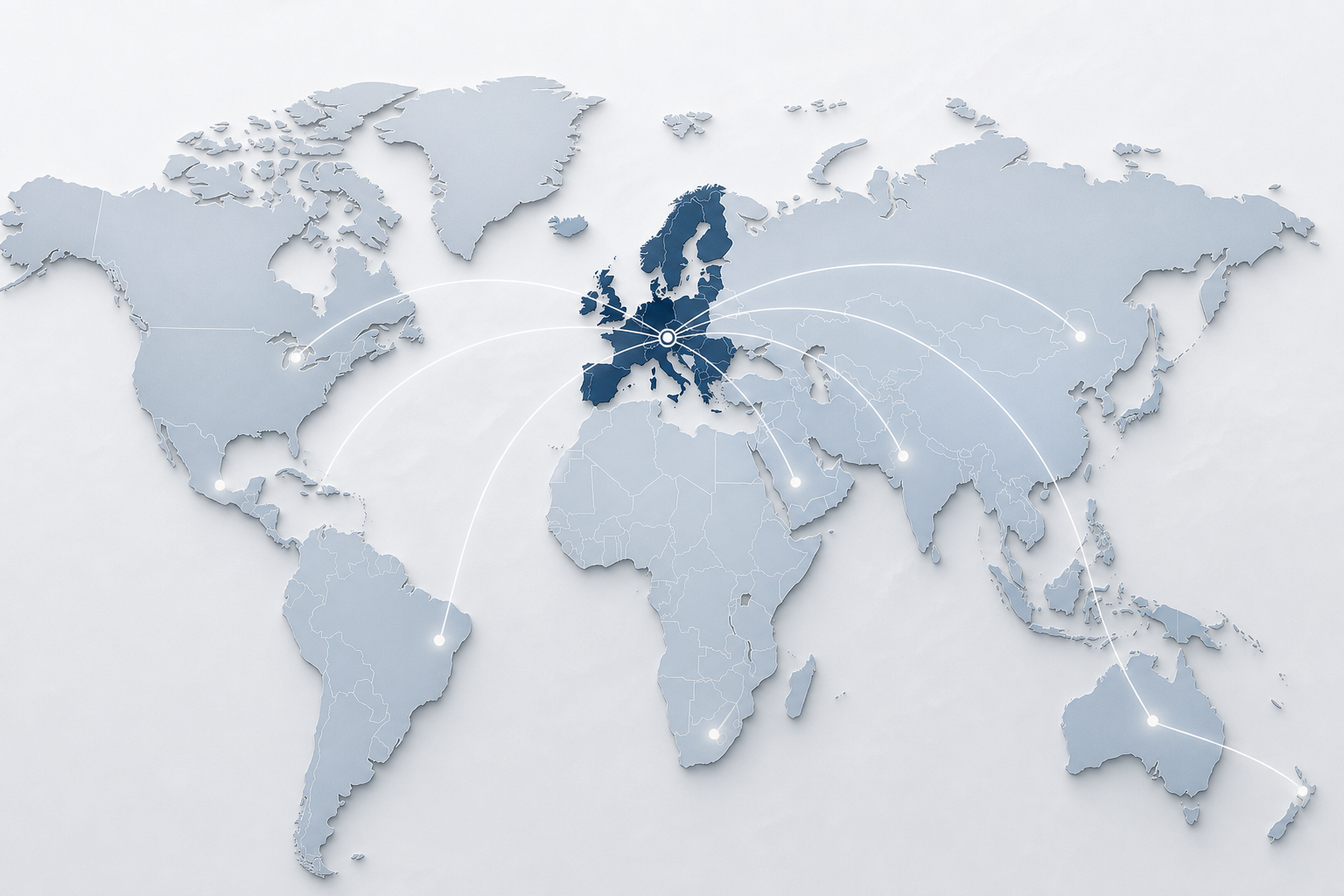 Premium world map showing international export reach from Germany